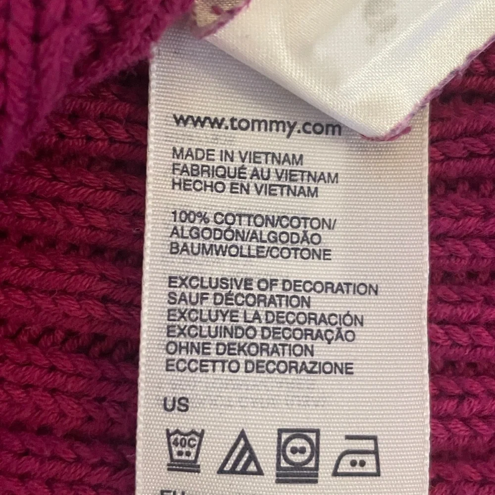 Tommy Hilfiger Sz Large Pink Cable Knit Sweater 100% Cotton Button Up Collar - Picture 8 of 9